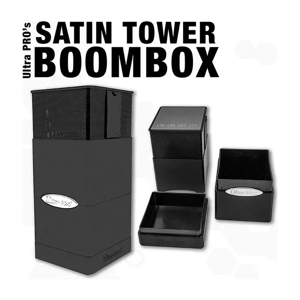 Caja de mazo Satin Tower Boombox Deck Box Negro Ultra Pro.