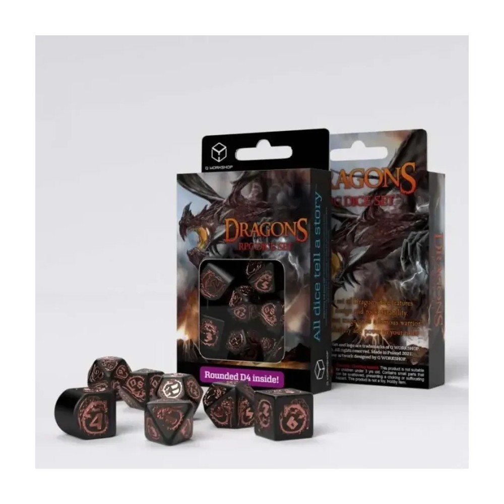 Dados Dragons Modern: Obsidian (7 unidades)