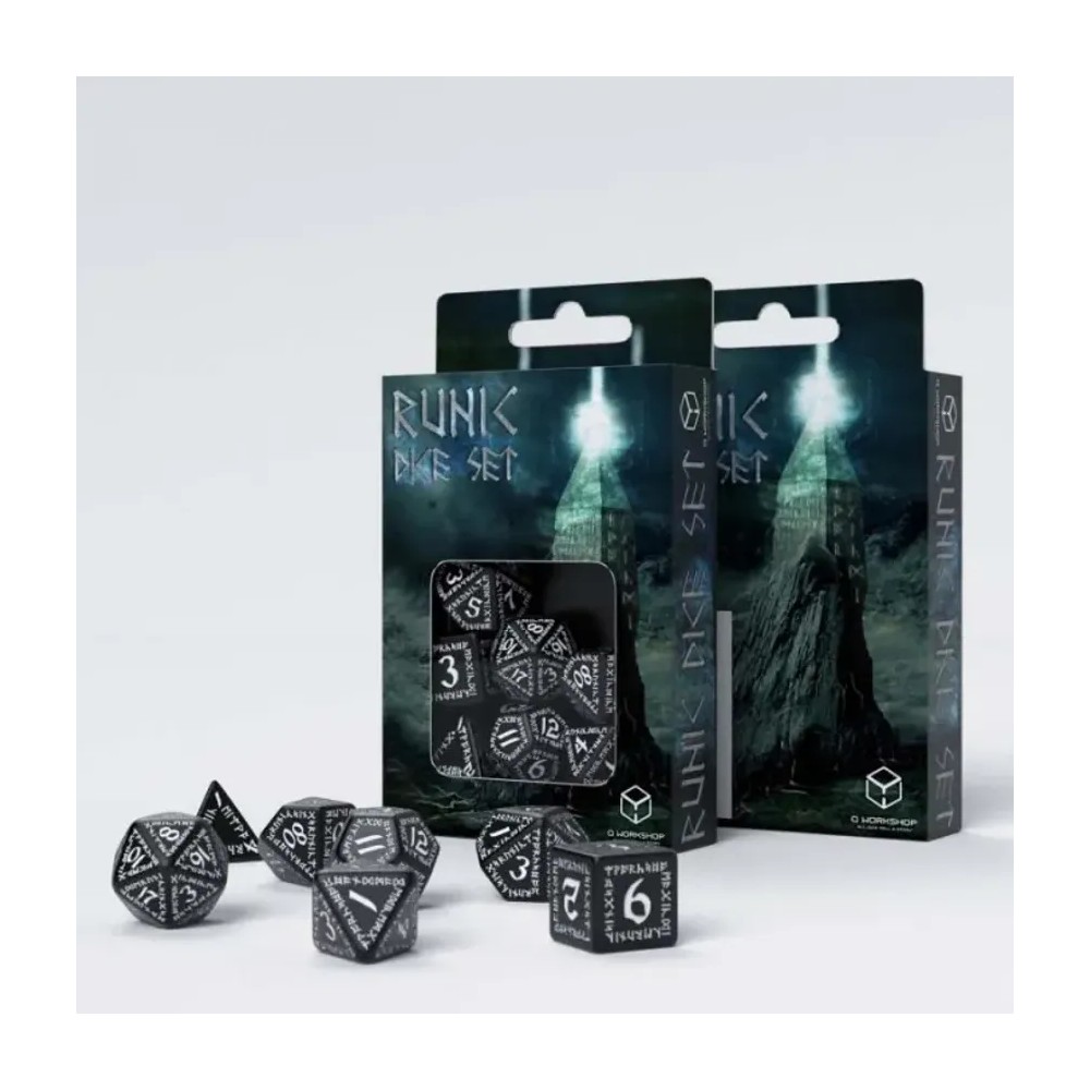 Dados Rúnicos en Blanco y Negro (7 unidades)