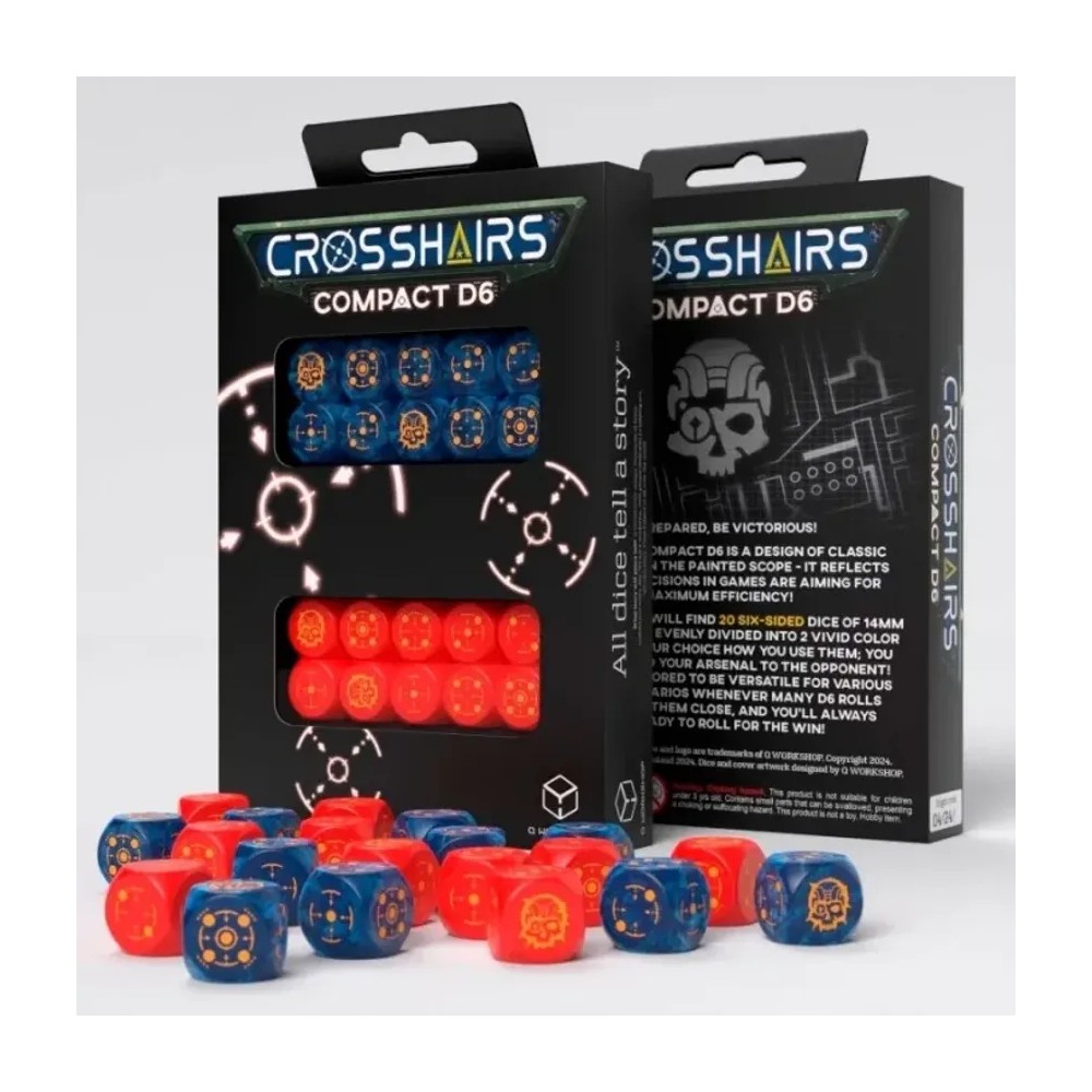 Dados Crosshairs Compact D6 en Cobalto y Rojo (7 unidades)