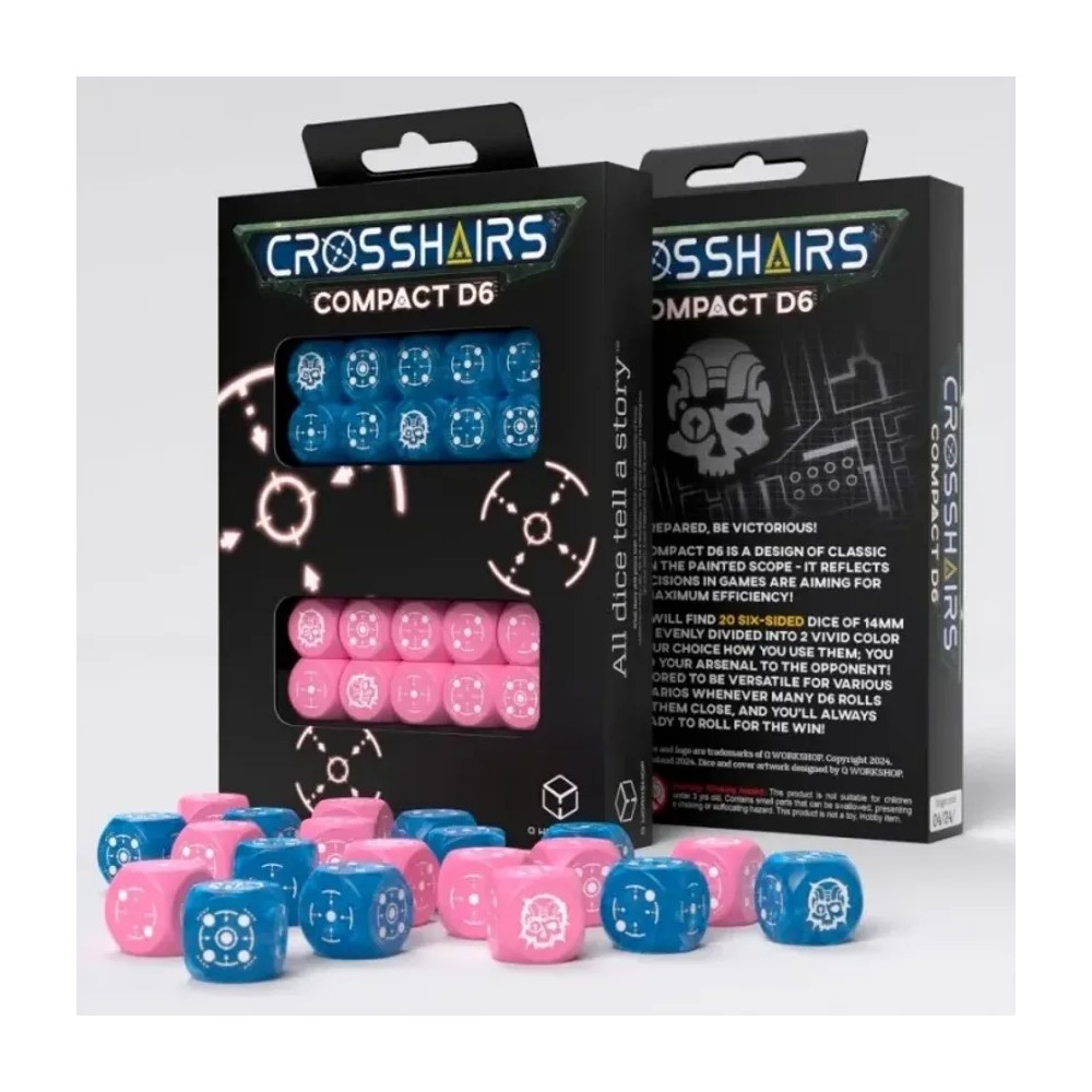 Dados Crosshairs Compact D6 en Azul y Rosa (7 unidades)