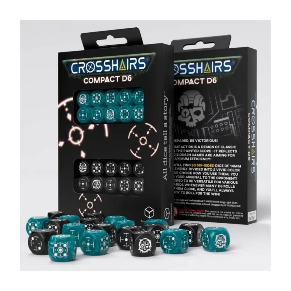 Dados Crosshairs Compact D6 en Azul y Negro (7 unidades)