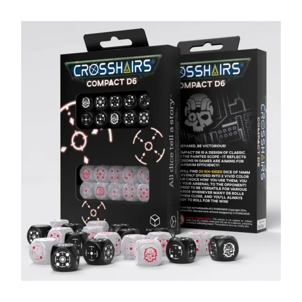 Dados Crosshairs Compact D6 en Blanco y Perla (7 unidades)