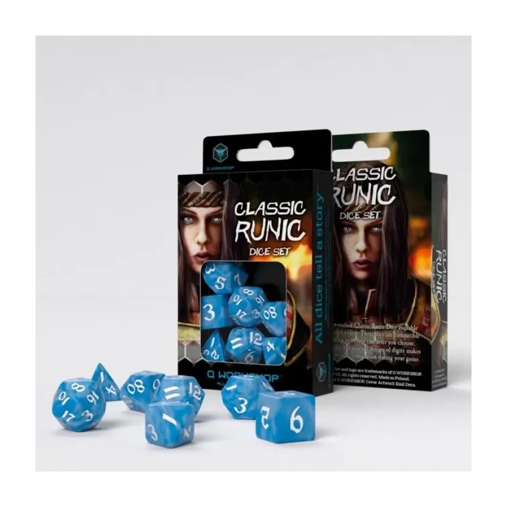 Dados Classic Runic Azul & Blanco (7 unidades)