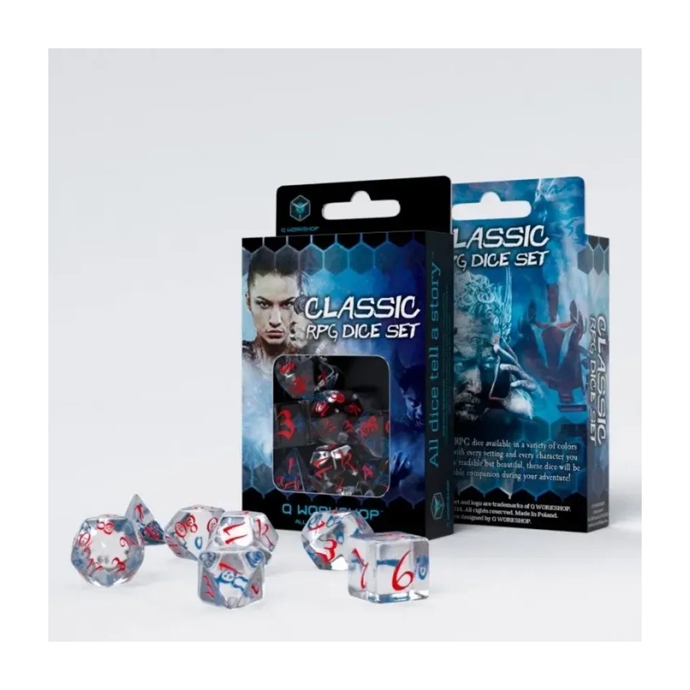 Bote de Dados Classic RPG Trasnparente & Rojo (7 unidades)