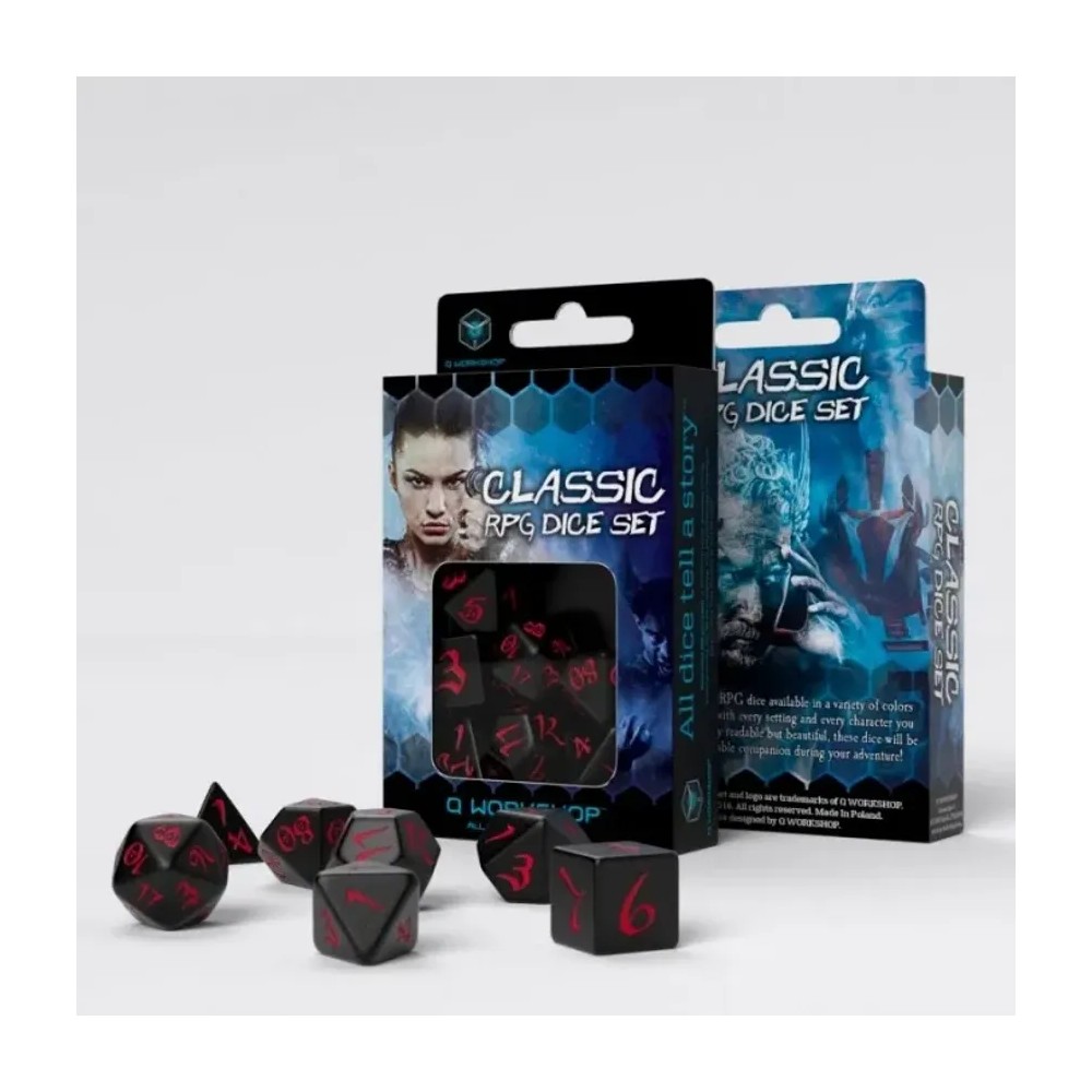 Dados Classic RPG Negro & Rojo (7 unidades)