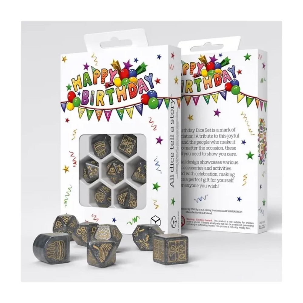 Dados Happy Birthday Confetti (7 unidades)