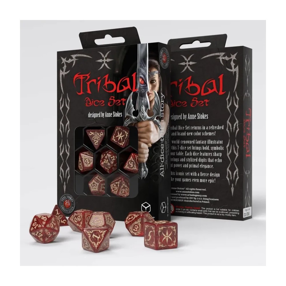 Dados en Rojo y Beige (7 unidades) Tribal