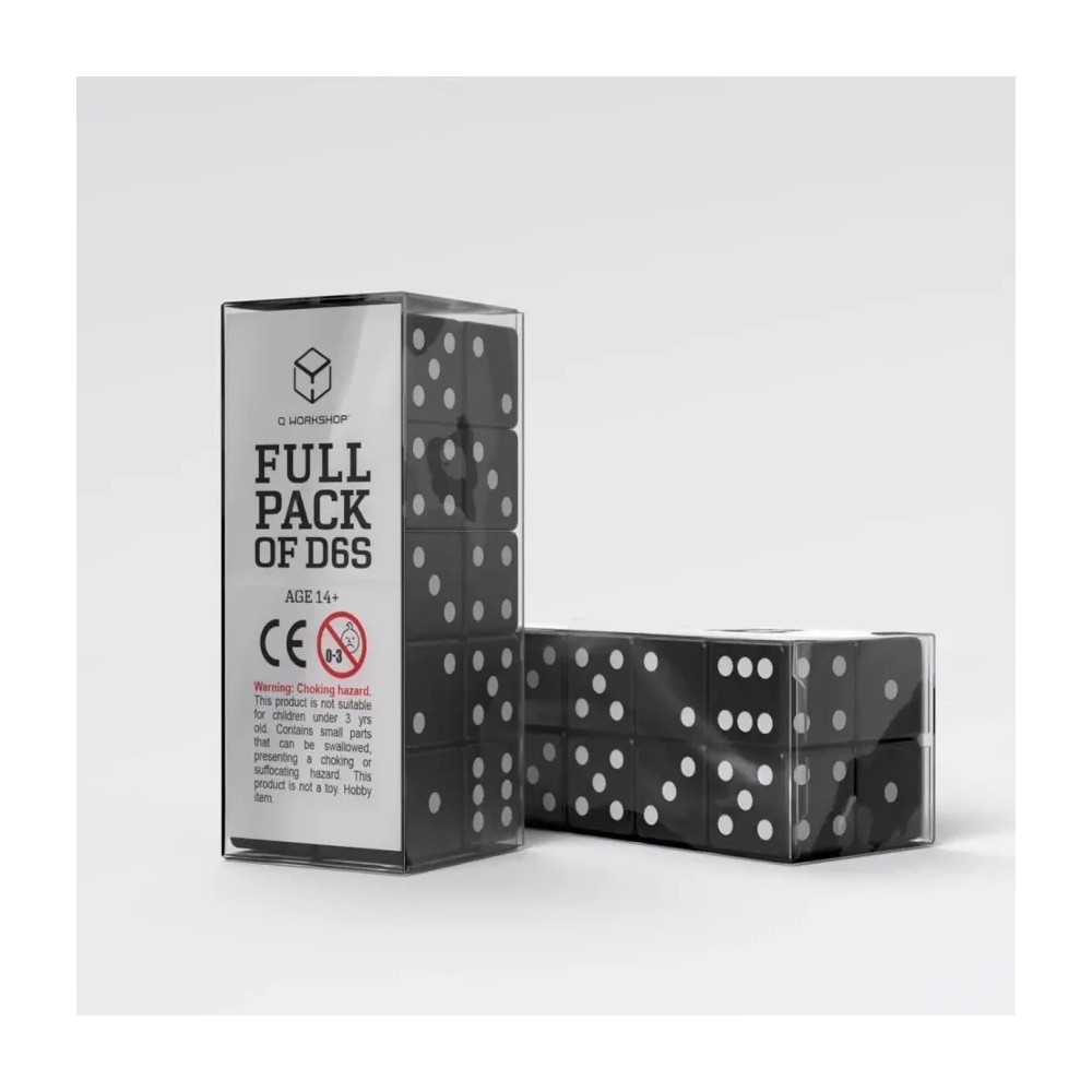 Dados Full Pack of D6s Negro y Blanca (20 unidades)