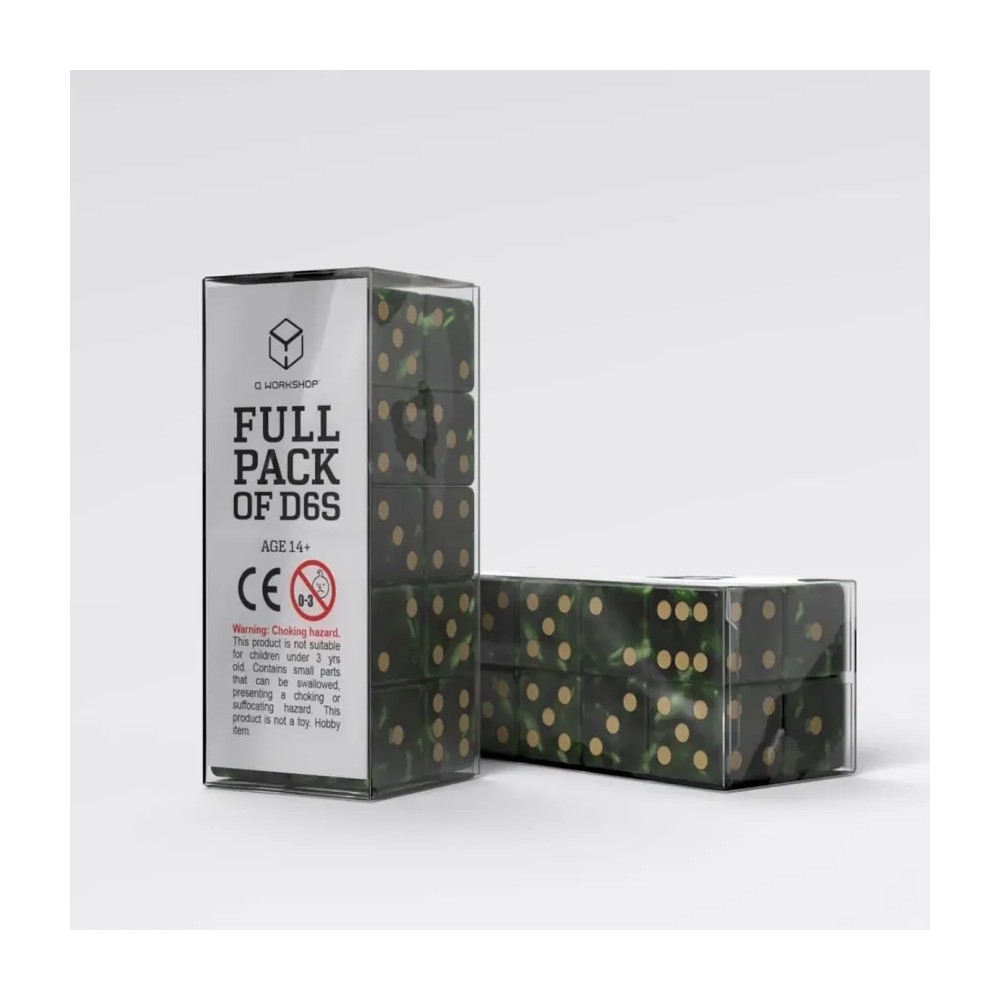 Dados Full Pack of D6s Verde y Oro (20 unidades)